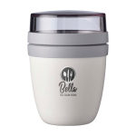 Lunch box mini in plastica doppio scomparto 420ml Mepal Ellipse Mini color bianco vista con stampa tampografica