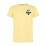 Maglietta corta da uomo in cotone a maglia 180 g/m2 Roly Corgi color giallo vista con stampa serigrafica