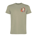 Maglietta corta da uomo in cotone a maglia 180 g/m2 Roly Corgi color cachi vista con stampa serigrafica