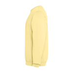 Maglione unisex con collo rotondo in cotone 250 g/m2 Roly Jaya color giallo vista laterale