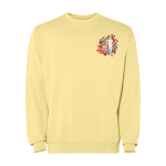 Maglione unisex con collo rotondo in cotone 250 g/m2 Roly Jaya color giallo vista con stampa serigrafica