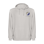 Felpa unisex con cappuccio e effetto lavato 250 g/m2 Roly Kenia color grigio vista con stampa serigrafica