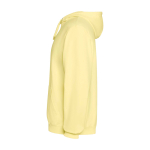 Felpa unisex con cappuccio e effetto lavato 250 g/m2 Roly Kenia color giallo vista laterale