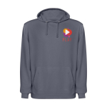 Felpa unisex con cappuccio e effetto lavato 250 g/m2 Roly Kenia color grigio scuro vista con stampa serigrafica