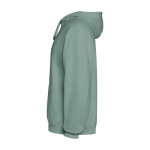 Felpa unisex con cappuccio e effetto lavato 250 g/m2 Roly Kenia color verde scuro vista laterale