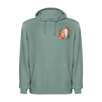Felpa unisex con cappuccio e effetto lavato 250 g/m2 Roly Kenia color verde scuro vista con stampa serigrafica