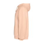 Felpa unisex con cappuccio e effetto lavato 250 g/m2 Roly Kenia color corallo vista laterale