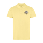 Polo unisex manica corta con effetto lavato 200 g/m2 Roly Cobain color giallo vista con stampa serigrafica