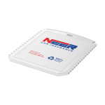 Raschietto per ghiaccio rettangolare in plastica riciclata color bianco vista con stampa tampografica