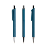 Penna ergonomica corpo triangolare e finitura gommata inchiostro nero color verde tenue