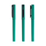 Roller riciclato con corpo gommato e scrittura fluida inchiostro nero color verde