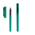 Roller riciclato con corpo gommato e scrittura fluida inchiostro nero color verde vue 1