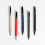 Penna in alluminio a scatto con dettagli argentati inchiostro blu vue avec plusieurs couleurs