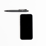 Penna in alluminio a scatto con dettagli argentati inchiostro blu vue 5