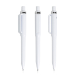 Penna in ABS riciclato con meccanismo a scatto con inchiostro blu color bianco