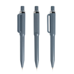 Penna in ABS riciclato con meccanismo a scatto con inchiostro blu color grigio scuro