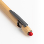 Penna in bambù con punta touch e dettagli metallici con inchiostro blu