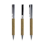 Penna in acciaio inox e scarti di tè a rotazione con inchiostro nero color argento