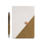 Taccuino in cotone riciclato con penna in tè verde A5 fogli lisci