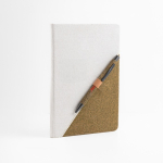 Taccuino in cotone riciclato con penna in tè verde A5 fogli lisci vue 1