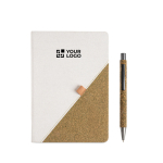 Taccuino in cotone riciclato con penna in tè verde A5 fogli lisci vue d'impression