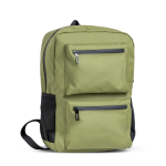 Zaino in pelle PU con tasche frontali e laterali in rete 15.6” color verde oliva vue 1