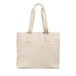 Borsa in pelle sintetica tasche nascoste e fascia per trolley 15.6” color beige