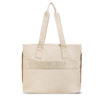 Borsa in pelle sintetica tasche nascoste e fascia per trolley 15.6” color beige vue 1