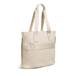 Borsa in pelle sintetica tasche nascoste e fascia per trolley 15.6” color beige vue 2