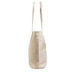 Borsa in pelle sintetica tasche nascoste e fascia per trolley 15.6” color beige vue 3