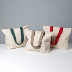 Borsa in cotone canvas con chiusura e manici colorati 280 g/m2 vue d'ambiance