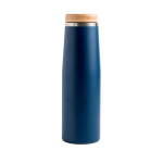 Borraccia termica in acciaio inox con tappo in bambù naturale 550ml color blu mare
