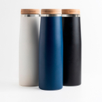 Borraccia termica in acciaio inox con tappo in bambù naturale 550ml