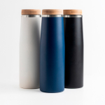 Borraccia termica in acciaio inox con tappo in bambù naturale 550ml vue 1