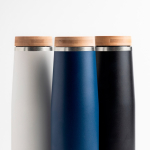 Borraccia termica in acciaio inox con tappo in bambù naturale 550ml vue 2