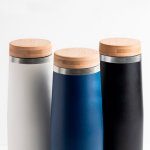 Borraccia termica in acciaio inox con tappo in bambù naturale 550ml vue 5