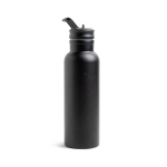 Borraccia termica in acciaio inox con cannuccia pieghevole 500ml color nero vue 1