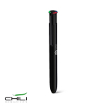 Penna multifunzione in alluminio riciclato opaco con inchiostro a 4 colori color nero vue avec logo imprimé