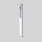 Penna multifunzione in alluminio riciclato opaco con inchiostro a 4 colori color bianco