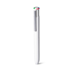 Penna multifunzione in alluminio riciclato opaco con inchiostro a 4 colori color bianco vue 1