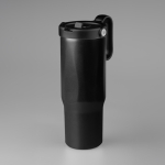 Bicchiere termico in acciaio inox riciclato con cannuccia pieghevole 900ml color nero vue 11