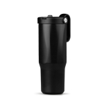 Bicchiere termico in acciaio inox riciclato con cannuccia pieghevole 900ml color nero vue 1