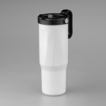 Bicchiere termico in acciaio inox riciclato con cannuccia pieghevole 900ml color bianco
