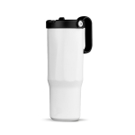 Bicchiere termico in acciaio inox riciclato con cannuccia pieghevole 900ml color bianco vue 1