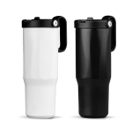 Bicchiere termico in acciaio inox riciclato con cannuccia pieghevole 900ml vue avec plusieurs couleurs