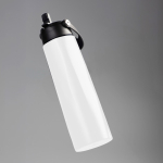 Bicchiere termico ecologico in acciaio inox riciclato con manico e cannuccia 1L color bianco vue 1