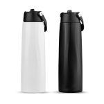 Bicchiere termico ecologico in acciaio inox riciclato con manico e cannuccia 1L vue avec plusieurs couleurs