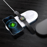 Caricatore wireless rapido 3 in 1 per cellulare e accessori 15 W color bianco settima vista