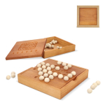 Gioco solitario in scatola di legno che funge da tavolo e contenitore