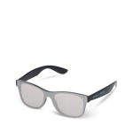 Occhiali da sole con lenti specchiate UV400 e stanghette colorate vista area di stampa